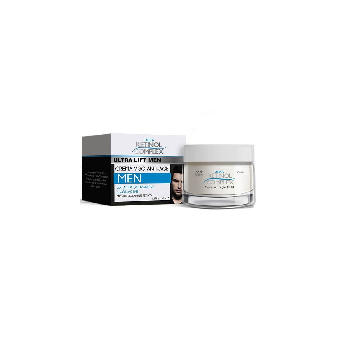 Retinol Complex Crema Viso Anti Age Uomo con Acido Ialuronico 50ml