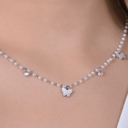 Collana Donna in acciaio Perle con Farfalle CK1974