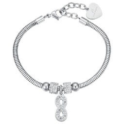 LUCA BARRA BRACCIALE DONNA IN ACCIAIO INFINITO CON CRISTALLI BIANCHI