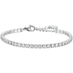 LUCA BARRA BRACCIALE TENNIS DONNA IN ACCIAIO CON CRISTALLI BIANCHI