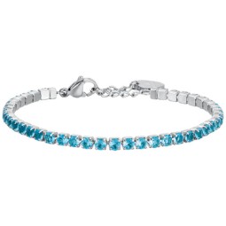 LUCA BARRA BRACCIALE TENNIS DONNA IN ACCIAIO CON CRISTALLI AZZURRI
