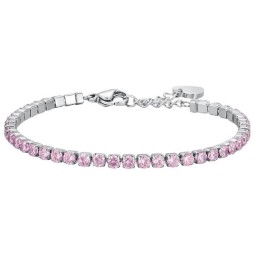 LUCA BARRA BRACCIALE TENNIS DONNA IN ACCIAIO CON CRISTALLI ROSA