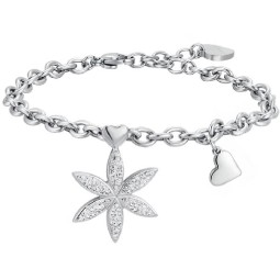 LUCA BARRA BRACCIALE DONNA IN ACCIAIO CON FIORE DELLA VITA CON CRISTALLI BIANCHI