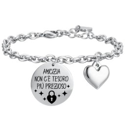 LUCA BARRA BRACCIALE DONNA IN ACCIAIO AMICIZIA NON C'E' TESORO PIù PREZIOSO