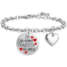 LUCA BARRA BRACCIALE DONNA IN ACCIAIO ZIA UNA MAMMA TRAVESTITA DA AMICA
