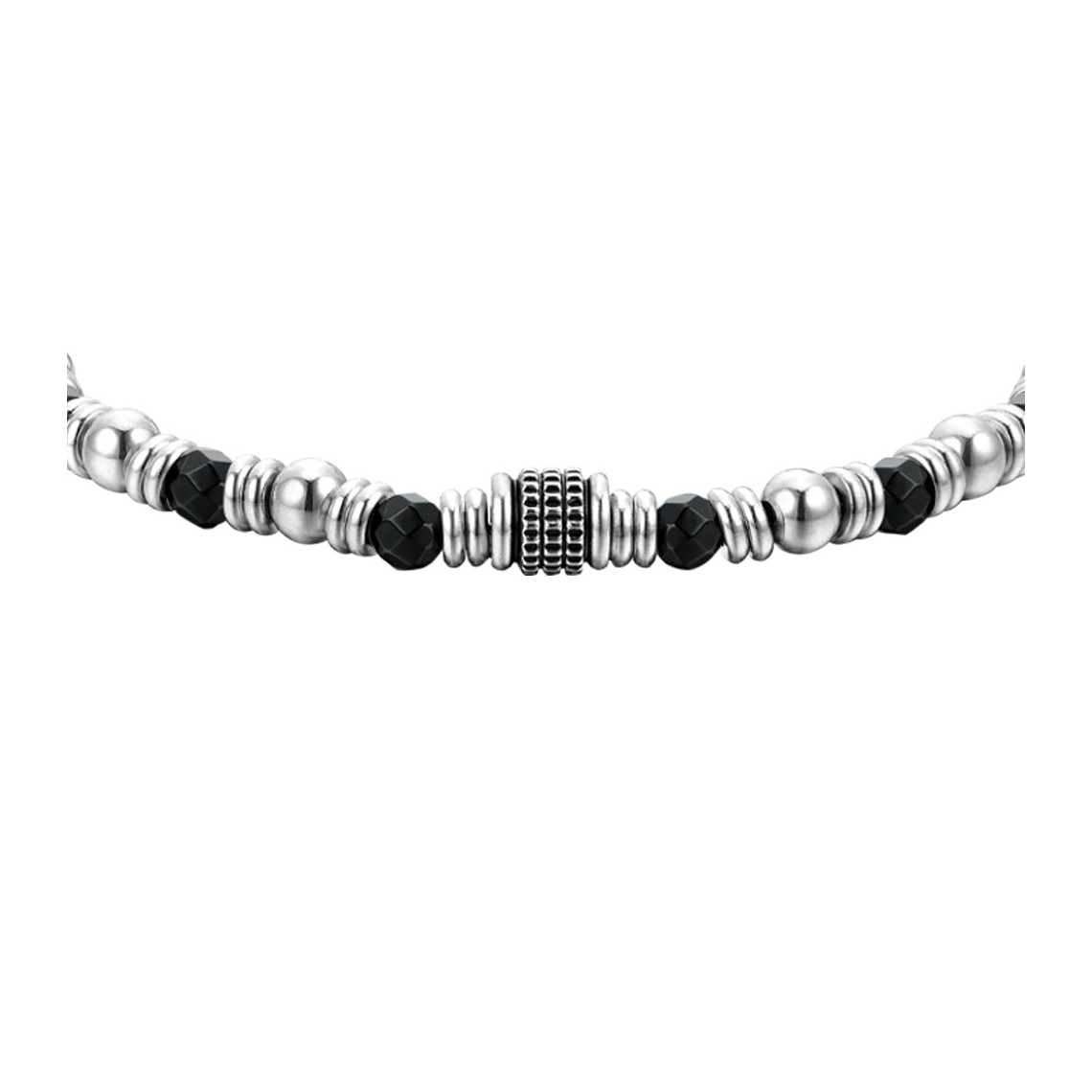 Bracciale Uomo In Pelle Nera Con Croce In Acciaio Inox - Lunghezza 21,5 Cm, Larghezza 12 Mm - Gioiello Religioso Ipoallergenico