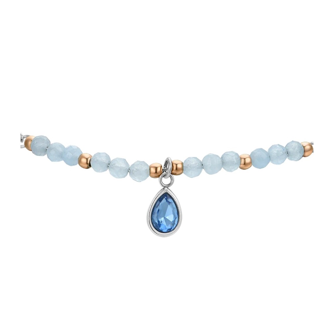 LUCA BARRA BRACCIALE DONNA IN ACCIAIO AGATA AZZURRA