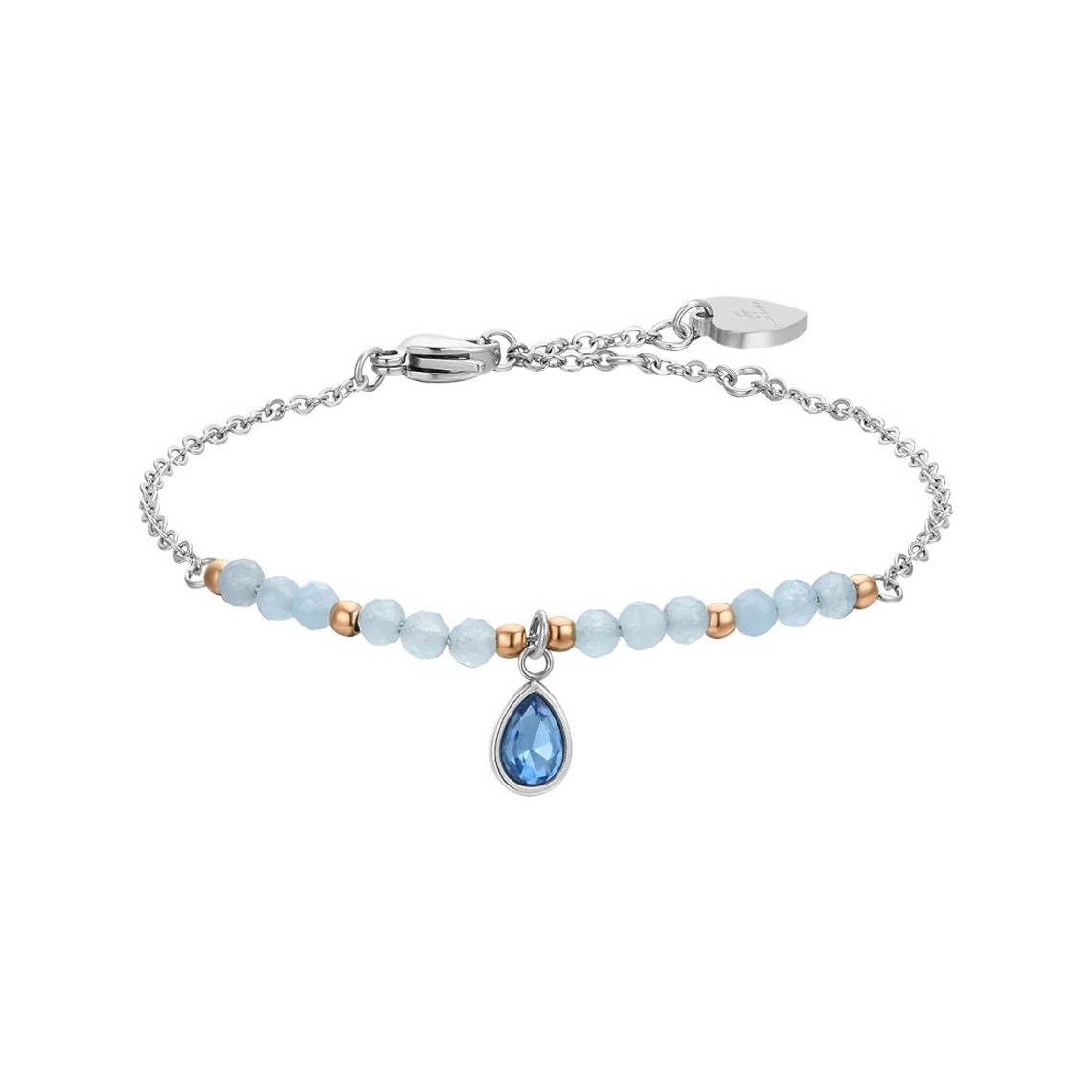 LUCA BARRA BRACCIALE DONNA IN ACCIAIO AGATA AZZURRA