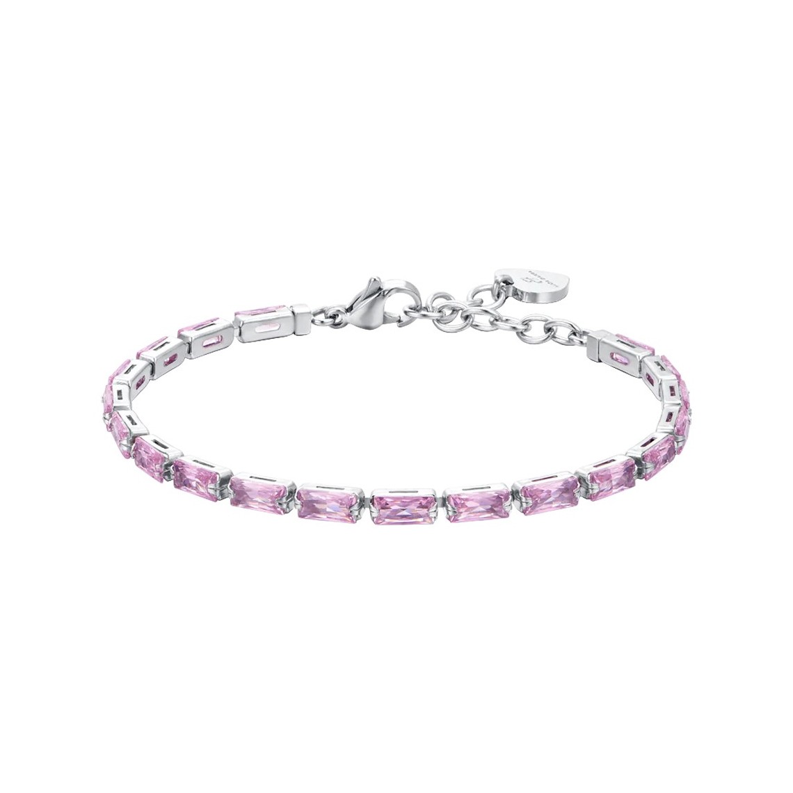 Bracciale Tennis Boccadamo Con Zirconi Rosa - Gioiello In Acciaio Per Donna