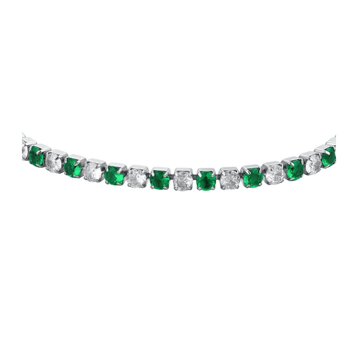 LUCA BARRA BRACCIALE TENNIS DONNA CRISTALLI VERDI E BIANCHI