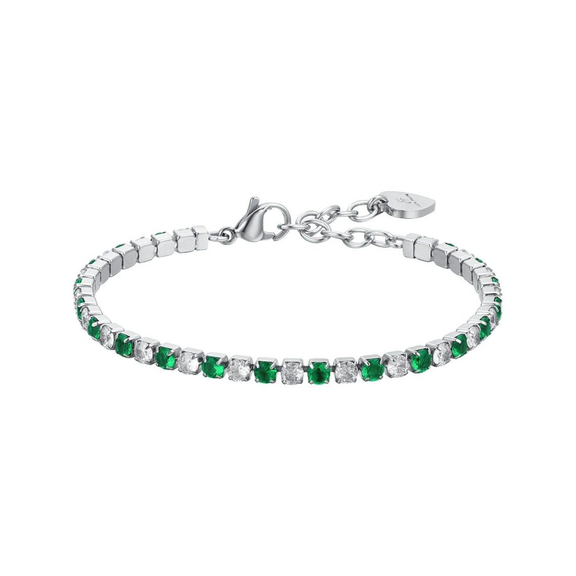 LUCA BARRA BRACCIALE TENNIS DONNA CRISTALLI VERDI E BIANCHI