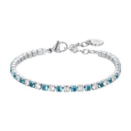 LUCA BARRA BRACCIALE TENNIS DONNA CRISTALLI AZZURRI E BIANCHI