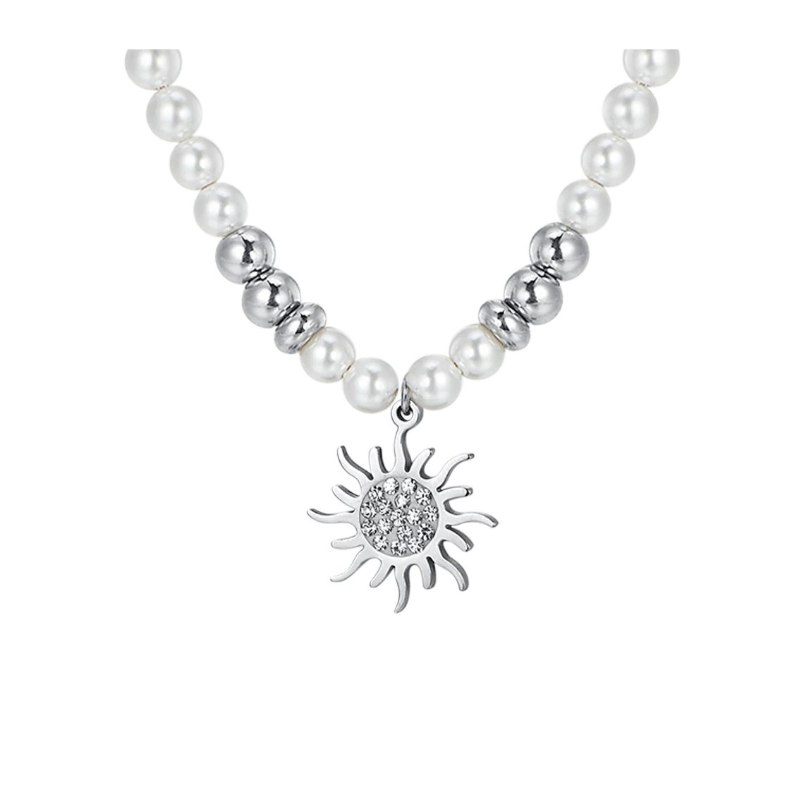 White Pearl Necklace - Collana Donna in Resistente Acciaio
