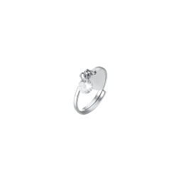 LUCA BARRA ANELLO DONNA IN ACCIAIO CON CUORE E ZIRCONE BIANCO