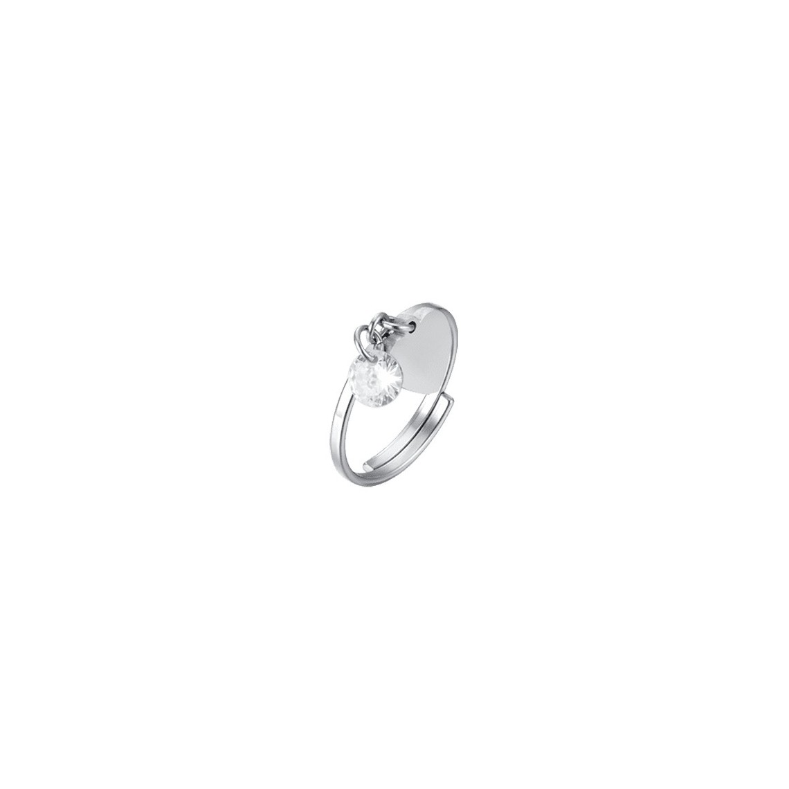 LUCA BARRA ANELLO DONNA IN ACCIAIO CON CUORE E ZIRCONE BIANCO