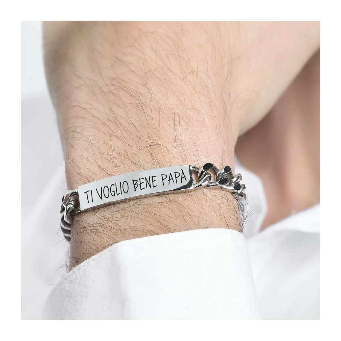 Bracciale Personalizzato Con Foto E Nome Per Uomo, Perline Naturali Con Proiezione Foto, Regalo Per Natale E Festa Del Papà