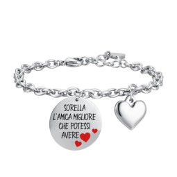 LUCA BARRA BRACCIALE DONNA IN ACCIAIO SORELLA L'AMICA MIGLIORE CHE POTESSI AVERE