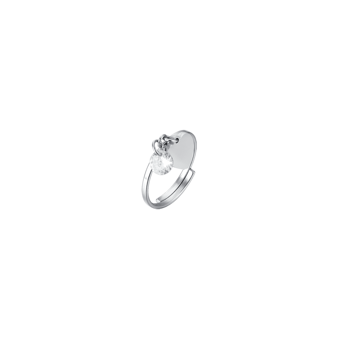 LUCA BARRA ANELLO DONNA IN ACCIAIO CON CUORE E ZIRCONE BIANCO