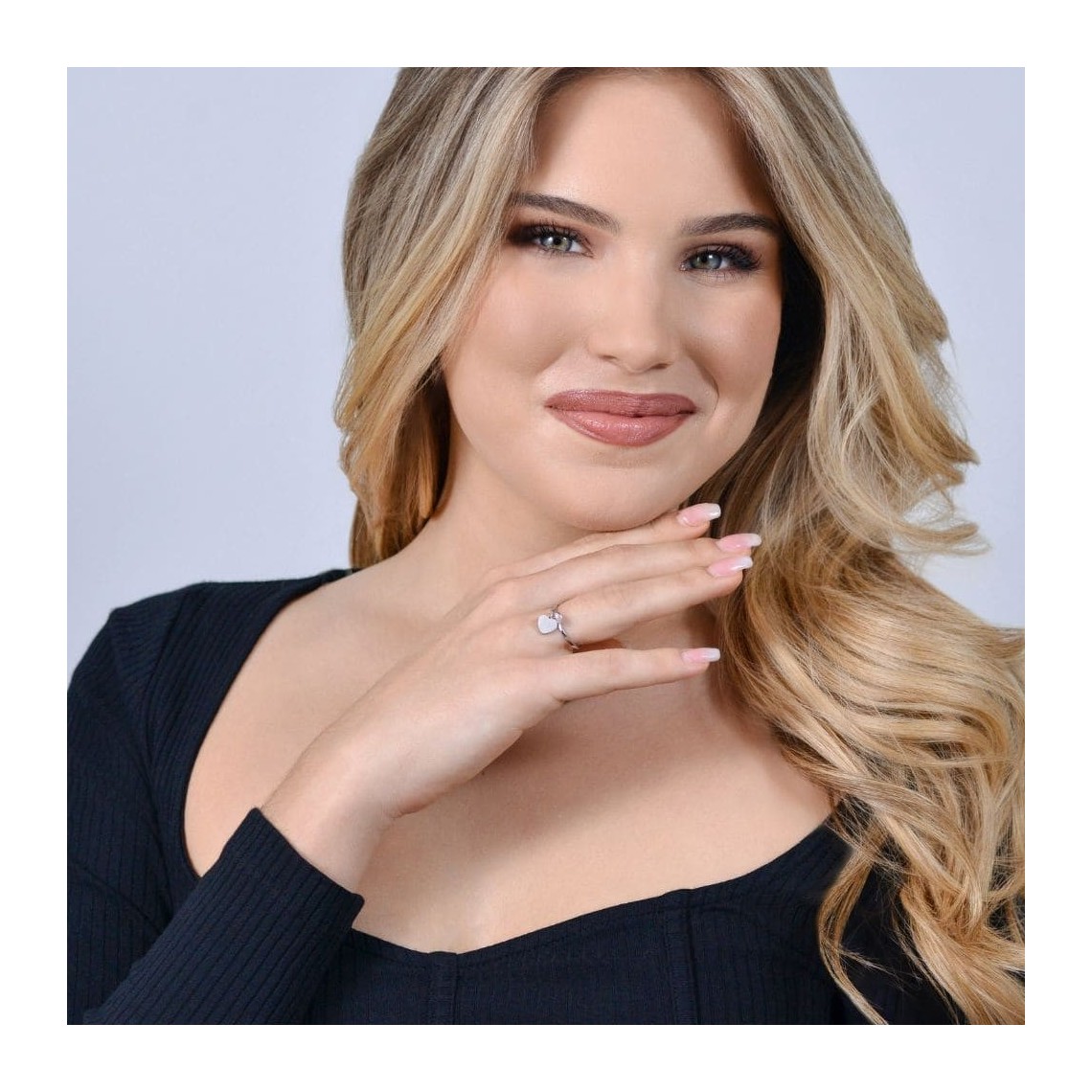 LUCA BARRA ANELLO DONNA IN ACCIAIO CON CUORE E ZIRCONE BIANCO