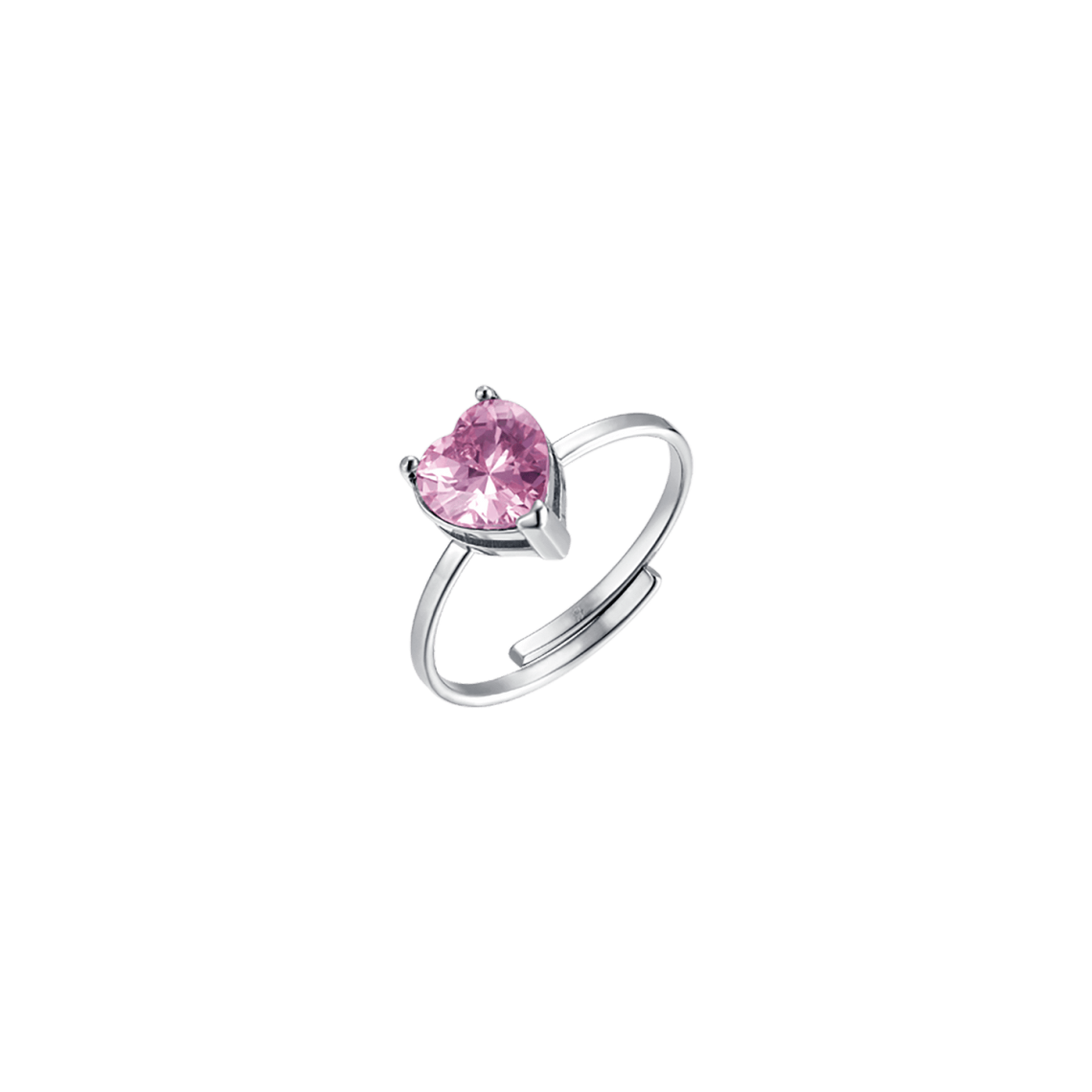 LUCA BARRA ANELLO DONNA IN ACCIAIO CON CRISTALLO ROSA A FORMA DI CUORE