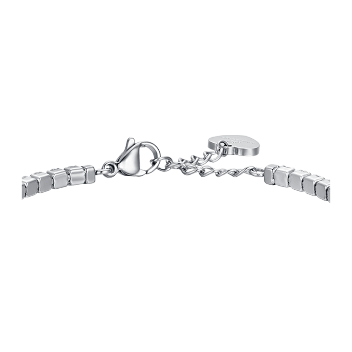 Luca Barra Women's Steel Tennis Bracelet with White Crystals