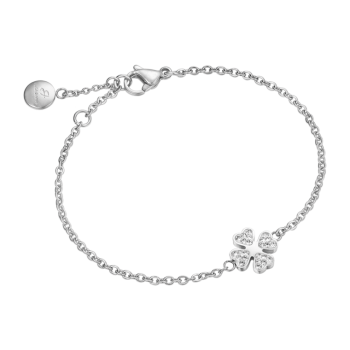 LUCA BARRA BRACCIALE DONNA IN ACCIAIO CON QUADRIFOGLIO E CRISTALLI