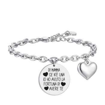 LUCA BARRA BRACCIALE DONNA IN ACCIAIO DI MAMMA CE N'E' UNA IO HO AVUTO LA FORTUNA DI AVERE