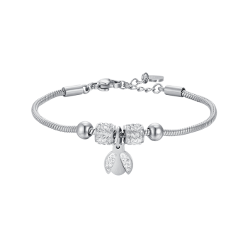 LUCA BARRA BRACCIALE BAMBINA IN ACCIAIO CON COCCINELLA CON CRISTALLI BIANCHI