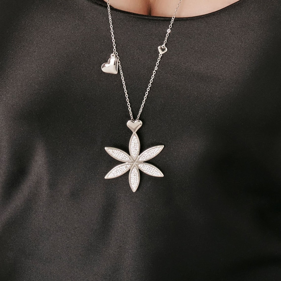 COLLANA ACCIAIO LUNGA 100 CM CON CUORE 3D - Modì Modà