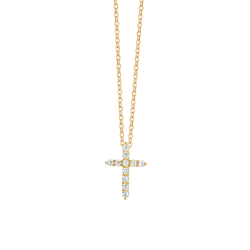 LUCA BARRA COLLANA DONNA IN ACCIAIO IP GOLD CROCE ZIRCONI BIANCHI
