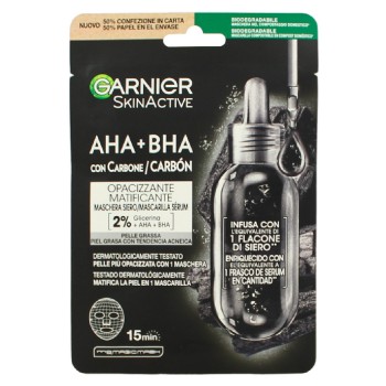 Garnier Maschera Siero con Carbone  AHA e BHA in Tessuto