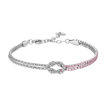 Luca Barra Bracciale in acciaio con nodo e Zirconi Rosa BK2910