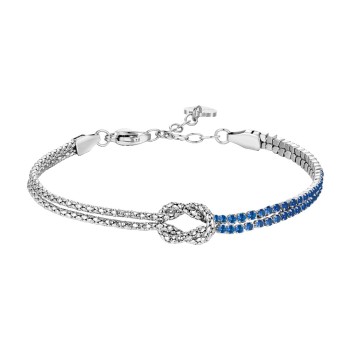 Luca Barra Bracciale in acciaio con nodo e Zirconi Blu BK2914