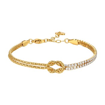 Luca Barra Bracciale in acciaio IP gold con nodo e zirconi bianchi