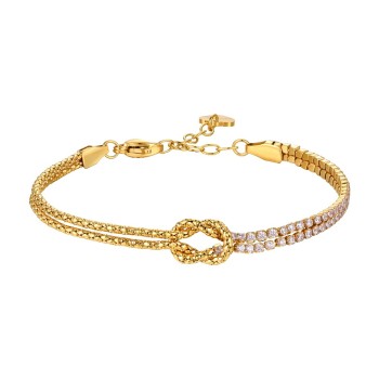 Luca Barra Bracciale in acciaio IP gold con nodo e zirconi Rosa BK2911