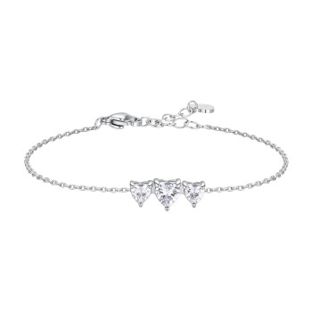 Luca Barra Bracciale in acciaio Con Cuori e Zirconi Bianchi BK2947