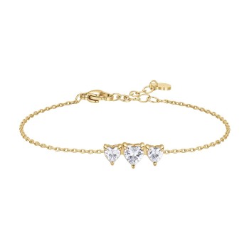 Luca Barra Bracciale in acciaio IP Gold Con Cuori e Zirconi Bianchi