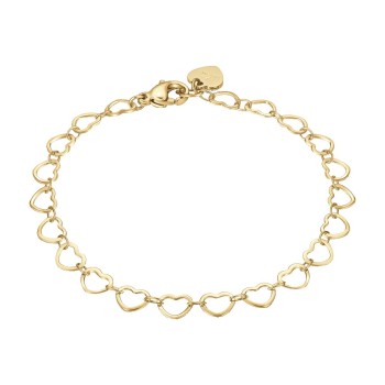 Luca Barra Bracciale in acciaio IP GOLD Con Cuori BK2952
