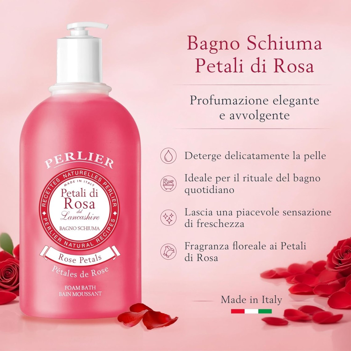 Perlier Petali di Rosa Bagnoschiuma 3000ml | Rosa del Lancashire