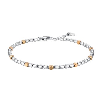 Luca Barra Bracciale uomo in acciaio con elementi in ematite IP gold B
