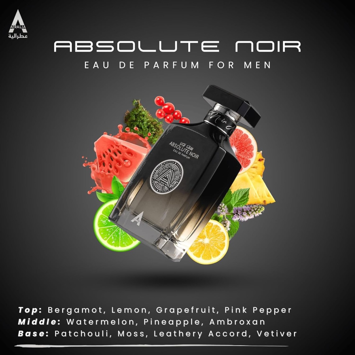 Atralia Absolute Noir EDP 100ml | Fragranza Uomo Legnosa