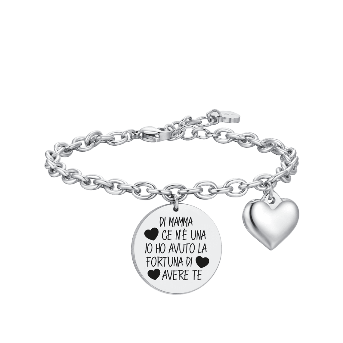 LUCA BARRA BRACCIALE DONNA IN ACCIAIO DI MAMMA CE N'E' UNA IO HO AVUTO LA FORTUNA DI AVERE