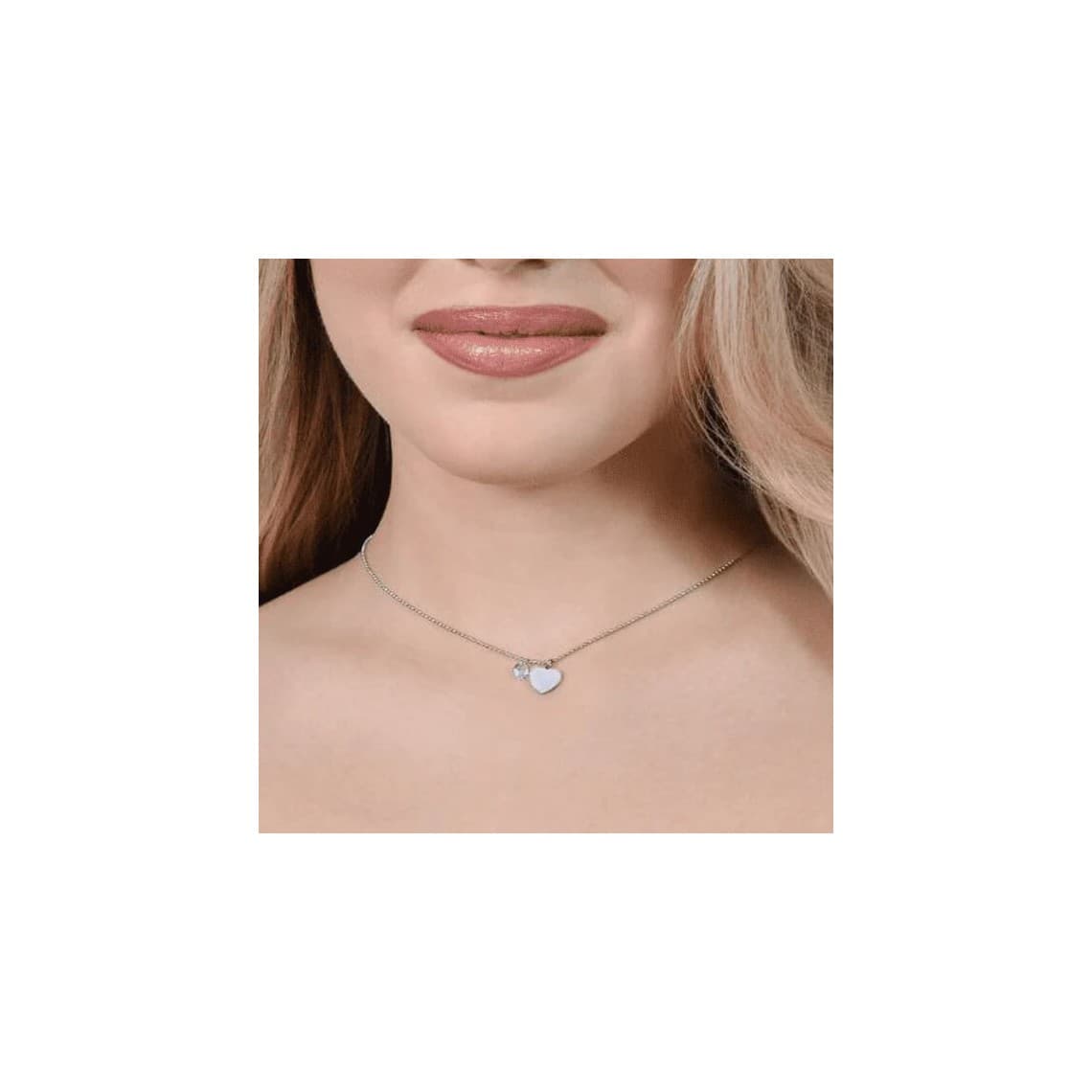 Collana Donna in acciaio con Cuore e Zircone Bianco CK1970