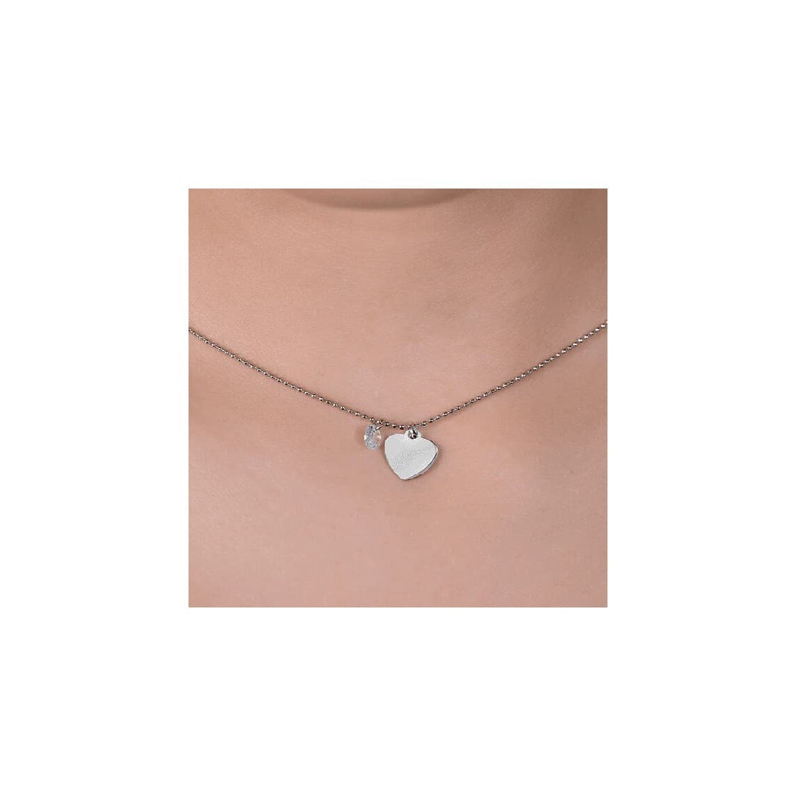 Collana Donna in acciaio con Cuore e Zircone Bianco CK1970