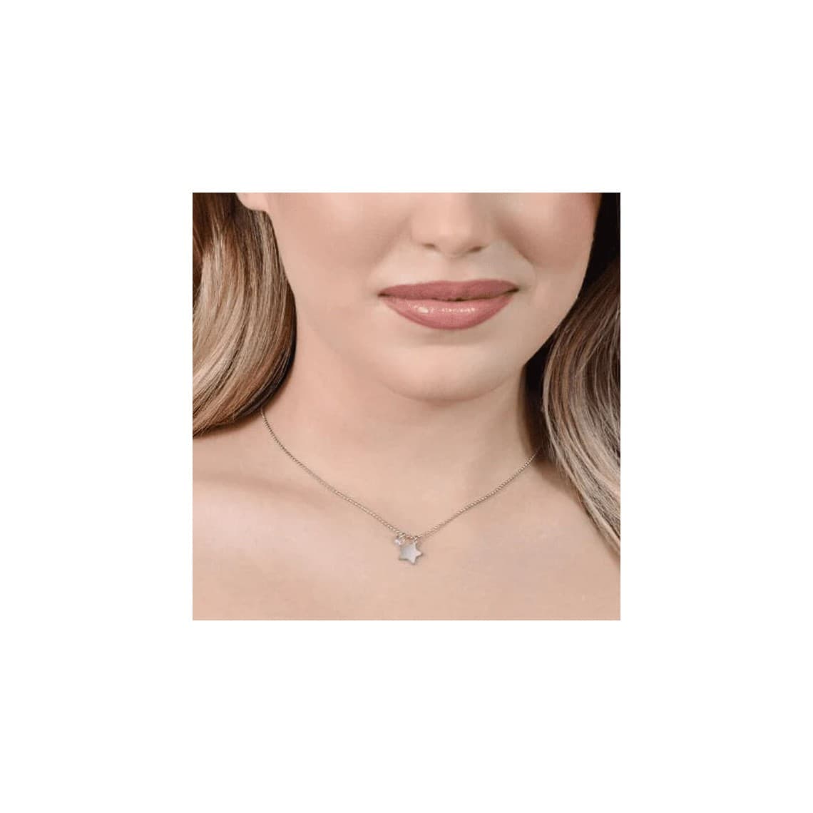 Collana Donna in acciaio con Stella e Zircone Rosa CK1971