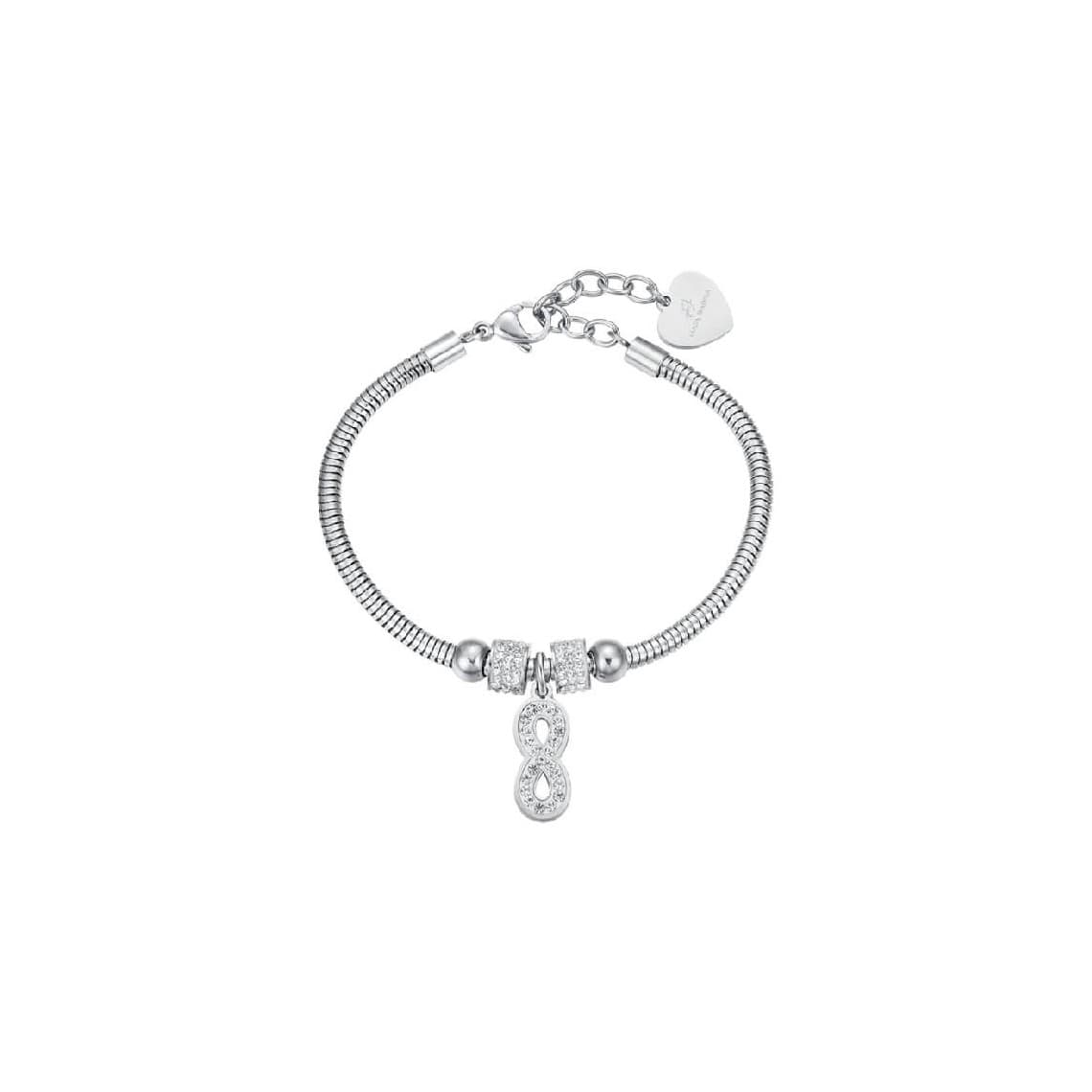 LUCA BARRA BRACCIALE DONNA IN ACCIAIO INFINITO CON CRISTALLI BIANCHI