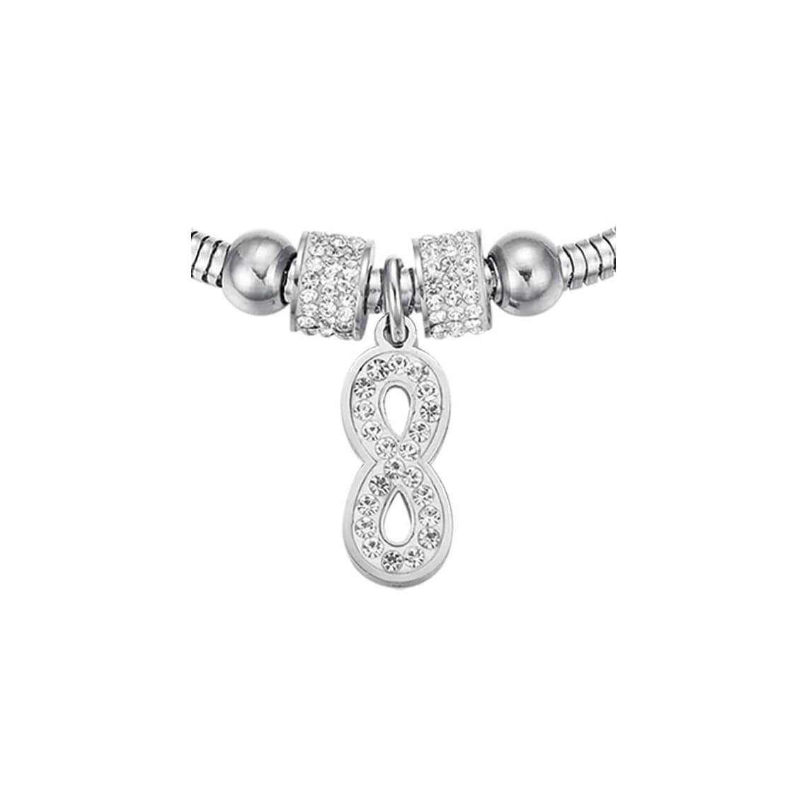 BRACCIALE DONNA IN ACCIAIO INFINITO CON CRISTALLI BIANCHI