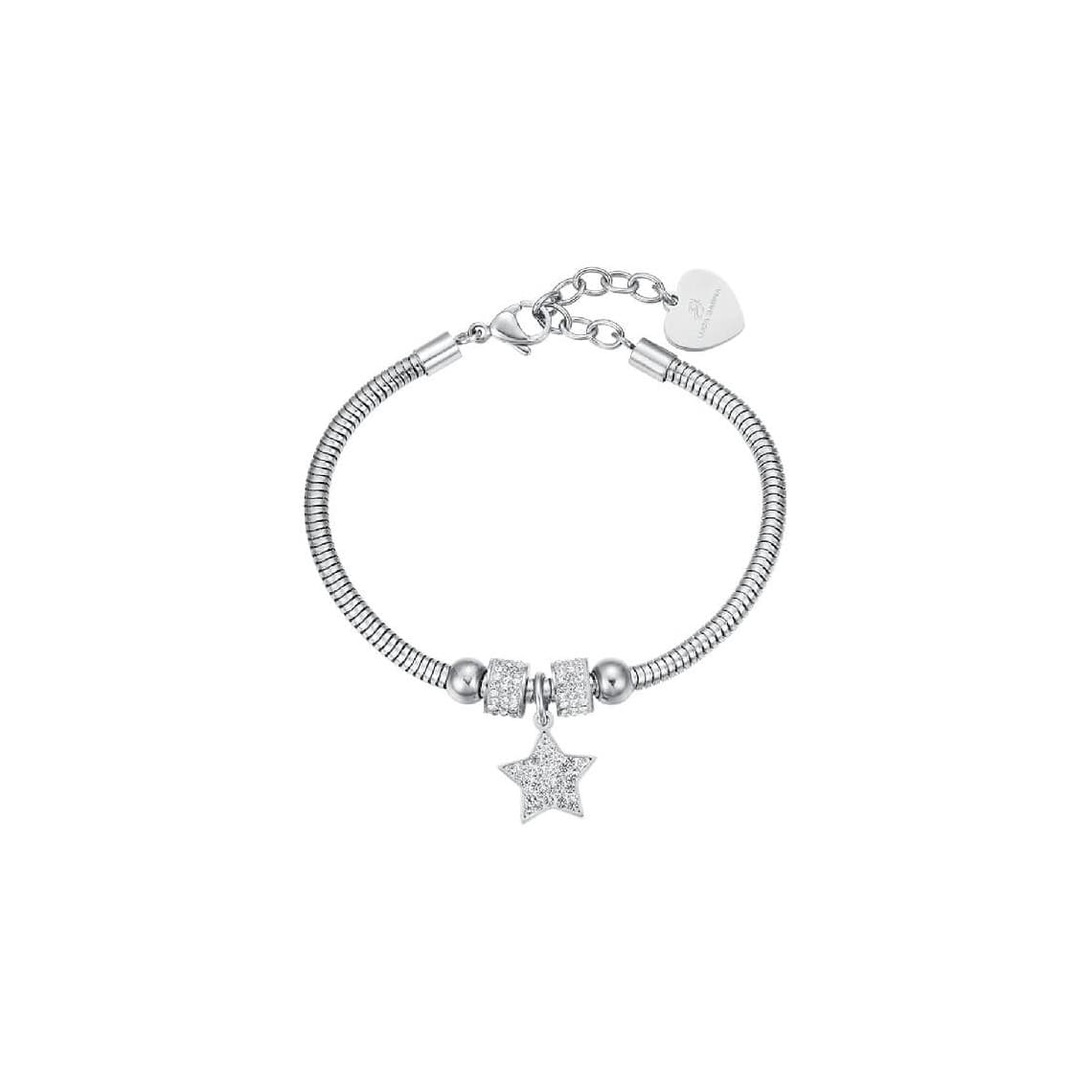 LUCA BARRA BRACCIALE DONNA IN ACCIAIO STELLA CON CRISTALLI BIANCHI