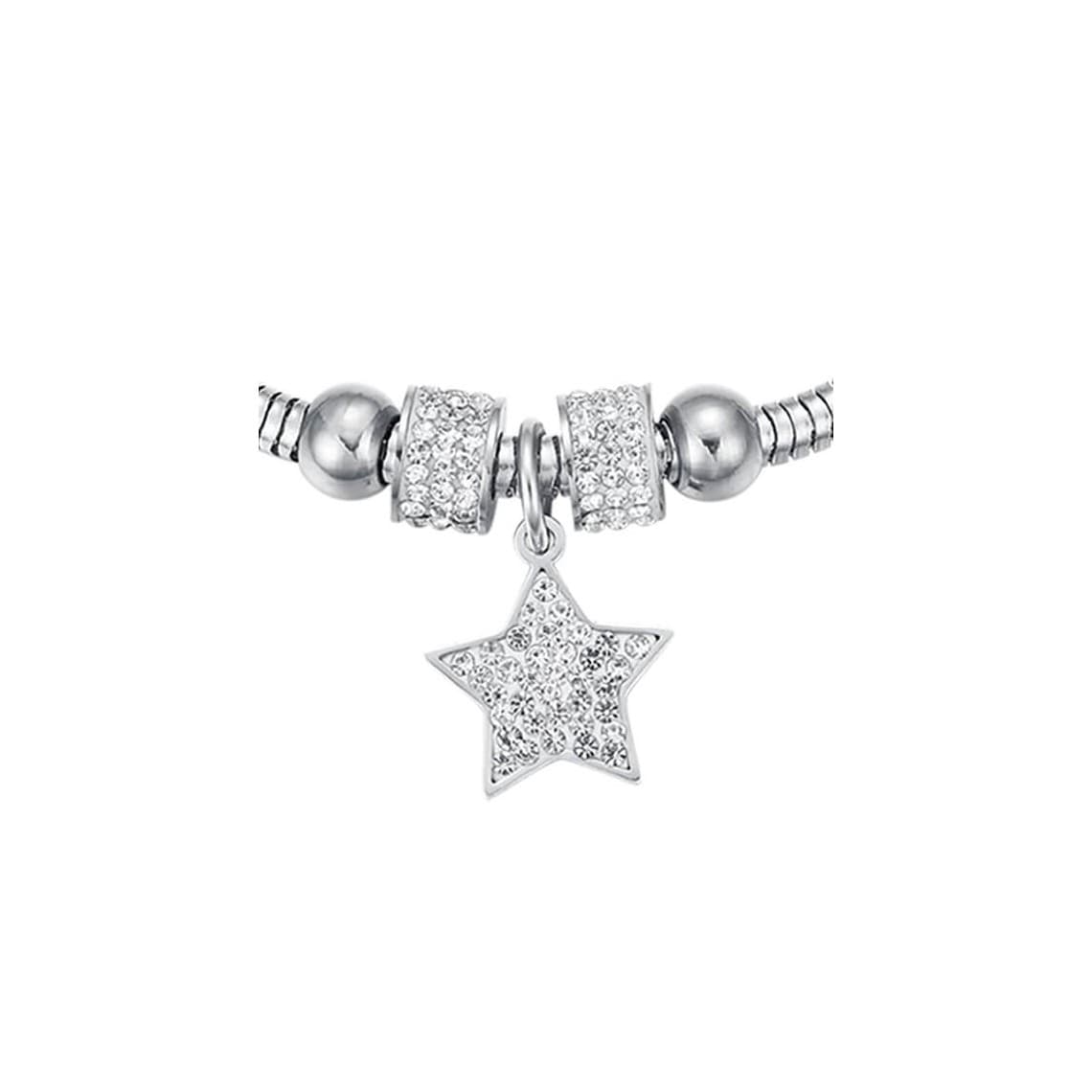 BRACCIALE DONNA IN ACCIAIO STELLA CON CRISTALLI BIANCHI
