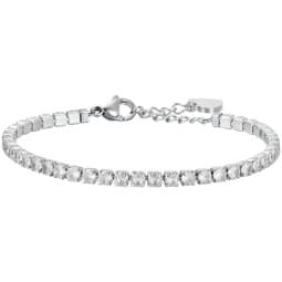 LUCA BARRA BRACCIALE TENNIS DONNA IN ACCIAIO CON CRISTALLI BIANCHI